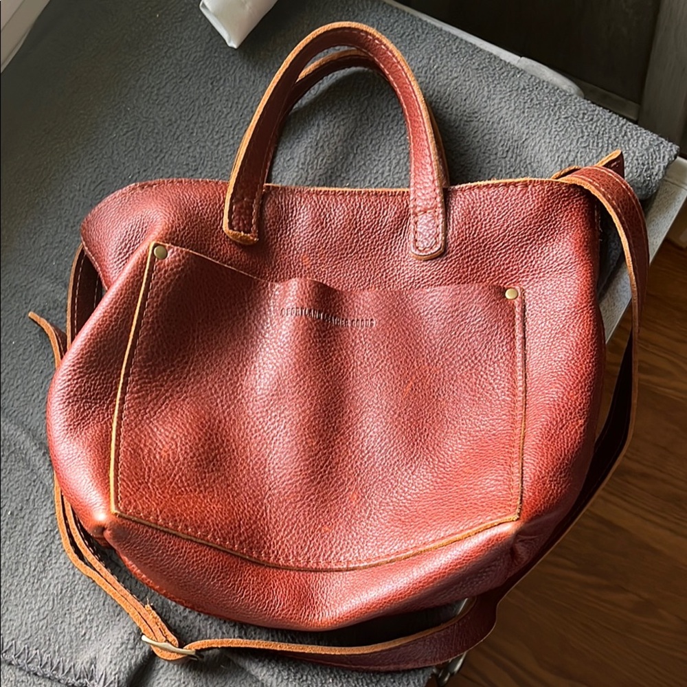 Portland Leather Mini -
Brown Crossbody Bag with Textured Finish